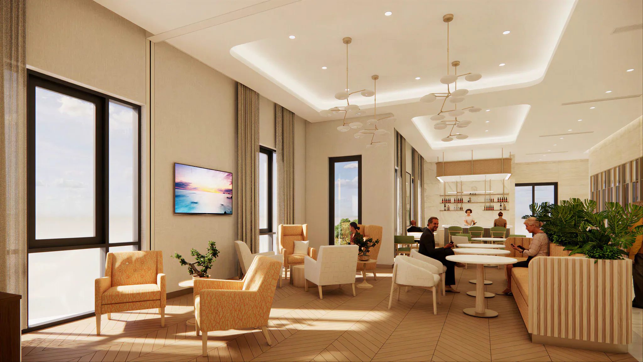 Không gian quầy bar và khu uống trà