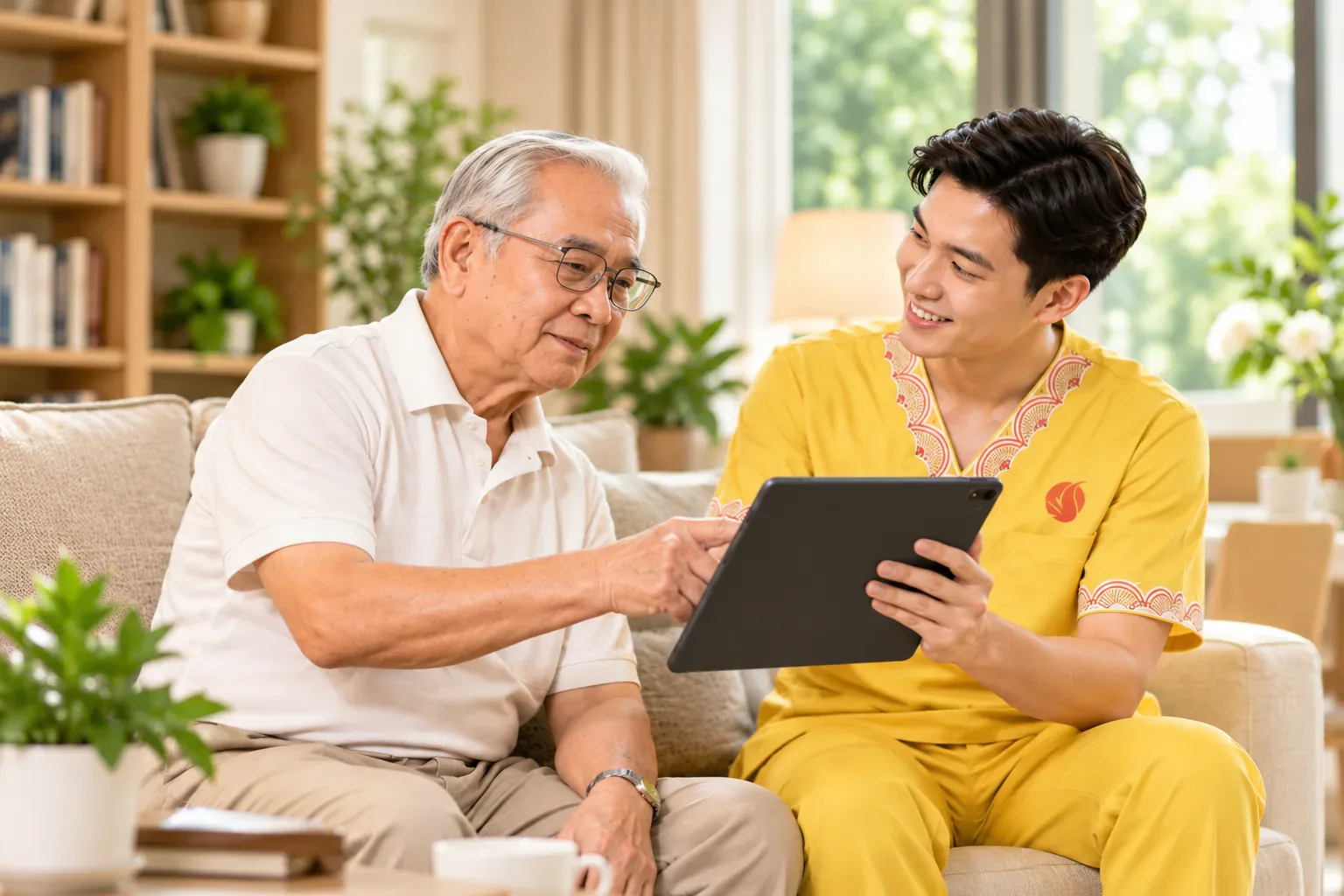 Cư dân học dùng máy tính bảng