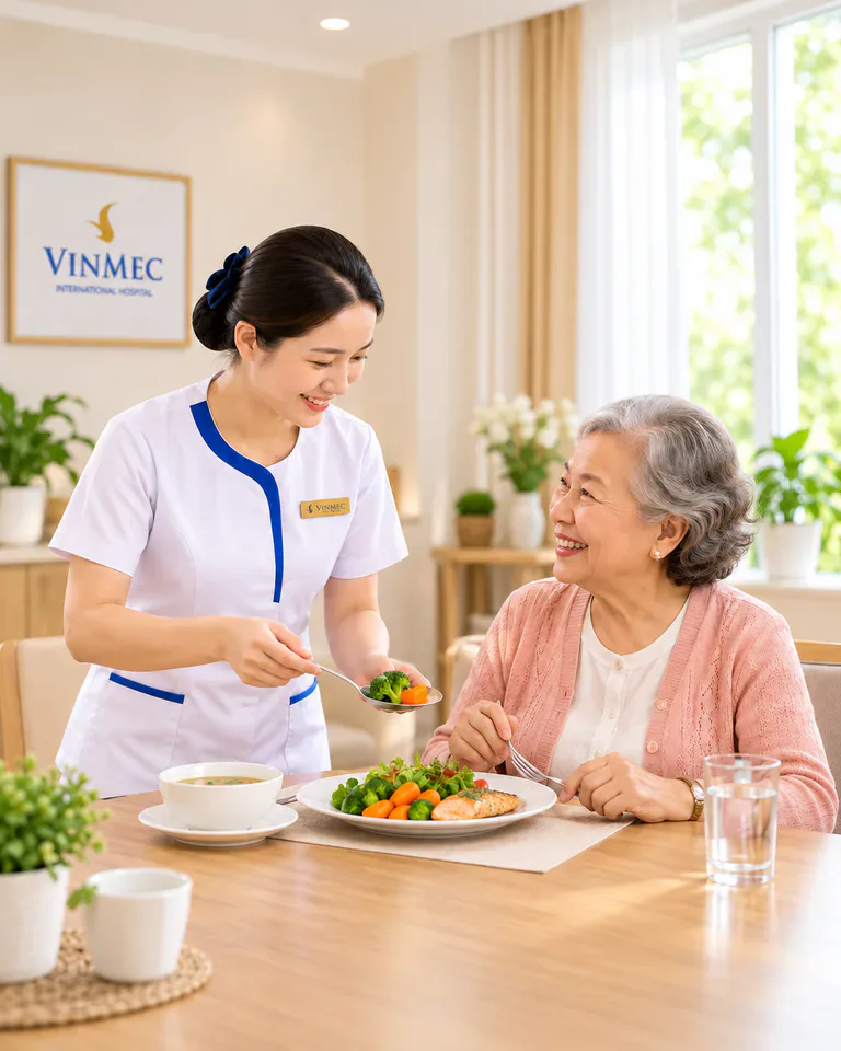 Điều dưỡng phục vụ bữa ăn ấm áp cho cư dân